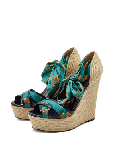 Pre-owned Gucci 145mm Wedge Espadrilles