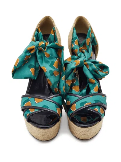 Pre-owned Gucci 145mm Wedge Espadrilles