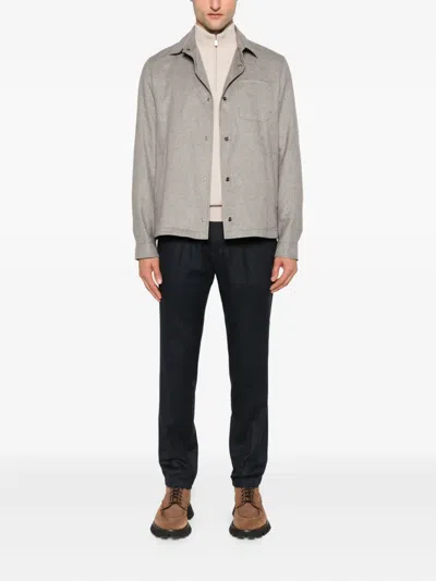 Herno Button-fastening Patch-pocket Jacket In Gray