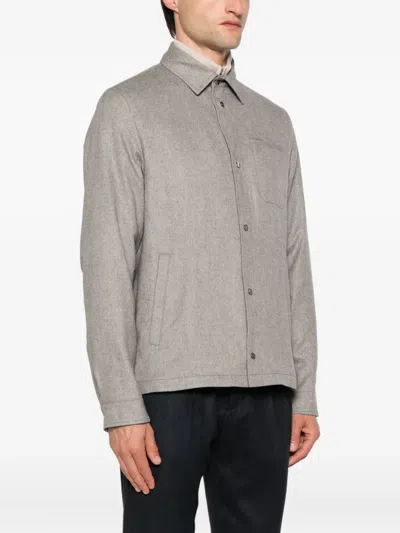 Herno Button-fastening Patch-pocket Jacket In Gray