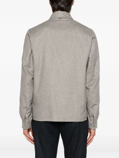 Herno Button-fastening Patch-pocket Jacket In Gray