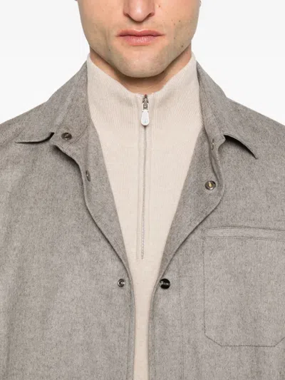 Herno Button-fastening Patch-pocket Jacket In Gray