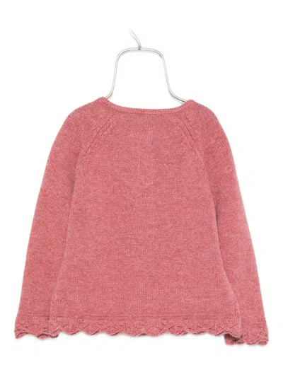 Tartine Et Chocolat Textured-knit Button-fastening Cardigan In Red