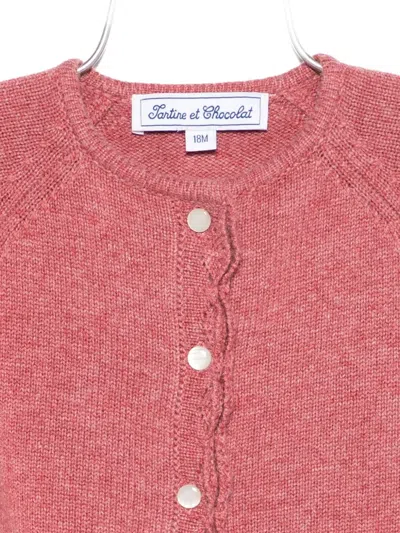 Tartine Et Chocolat Textured-knit Button-fastening Cardigan In Red