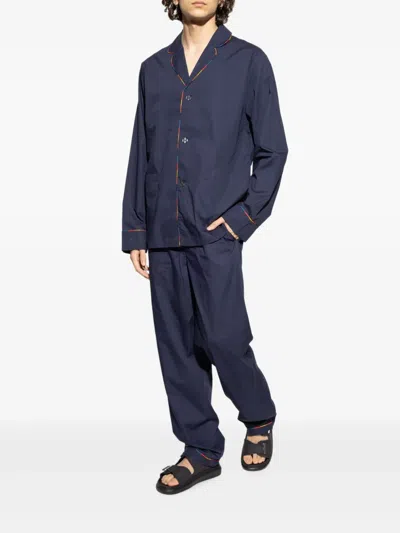 Paul Smith Torchon-piping Pyjama In Blue