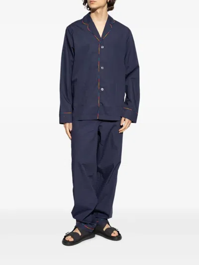 Paul Smith Torchon-piping Pyjama In Blue