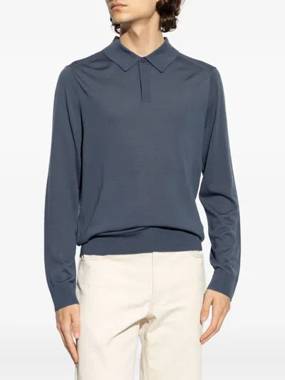 Paul Smith Merino-wool Polo Shirt In Gray