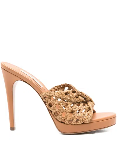 Casadei Woven Leather-strap Sandals In Multi
