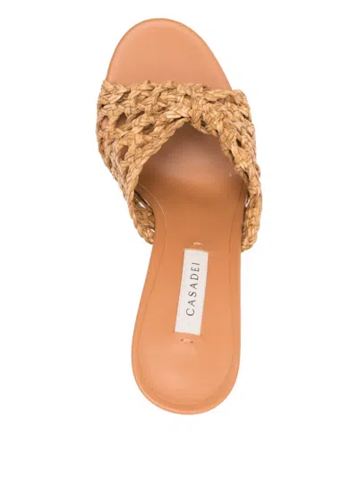 Casadei Woven Leather-strap Sandals In Multi