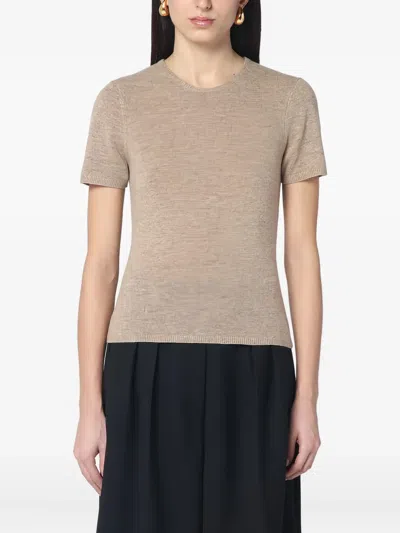 The Garment Camel Colour Como Sweater In Wool In Green
