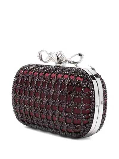 Self-portrait Chainmail Clutch In Bordeaux Polyester In Black
