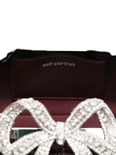 Self-portrait Chainmail Clutch In Bordeaux Polyester In Black
