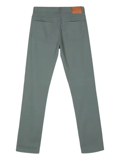 Canali Logo-patch Trousers In Green