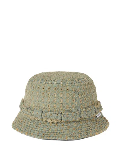 This Is Never That Damaged Frayed Denim Bucket Hat