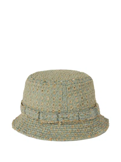 This Is Never That Damaged Frayed Denim Bucket Hat