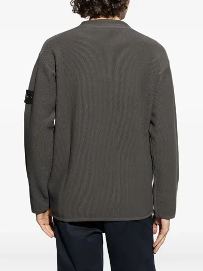 Stone Island Compass-badge Knitted Sweater In Gray