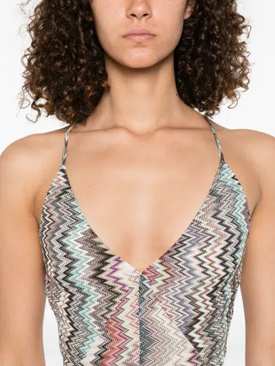 Missoni Long V-neck Dress With Snake Pattern In Gray