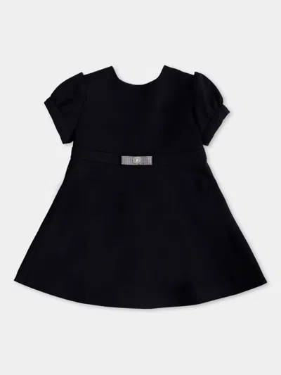 Versace Black Gianni Ribbon Dress For Baby Girl In Black