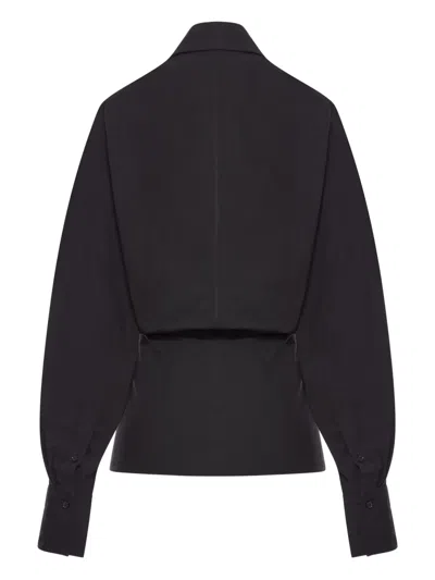 Totême Asymmetric Wrap Blouse In Black