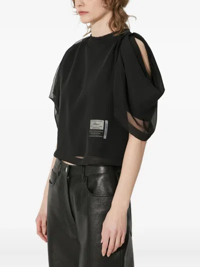 Undercover Puff-sleeve Sheer-panel Top In Black