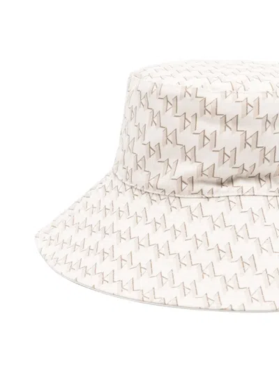Karl Lagerfeld Logo-print Bucket Hat In White