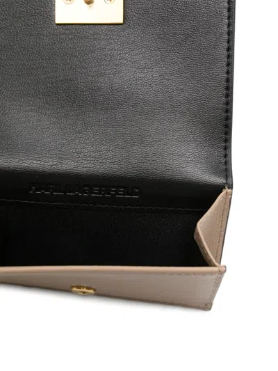 Karl Lagerfeld K/forever Leather Gold-tone Clasp Wallet In Neutral