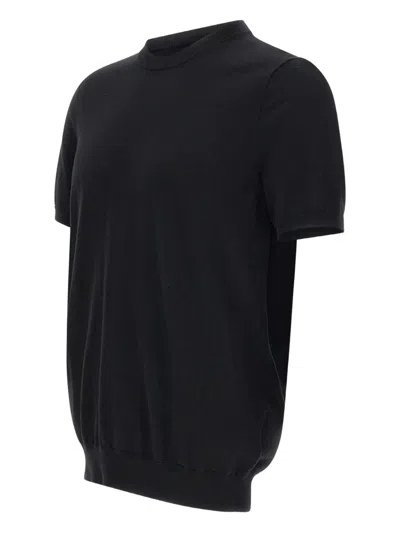 Diktat Short-sleeve Ribbed Sweater In Black