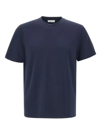Diktat Side-slit Crew-neck T-shirt In Blue