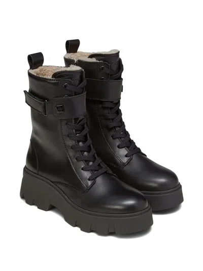 Marc O'polo Liliam Chunky-sole Lace-up Boots In Black