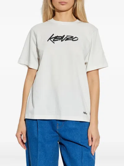 Kenzo Pure Cotton Graphic T-shirt For Comfort In White