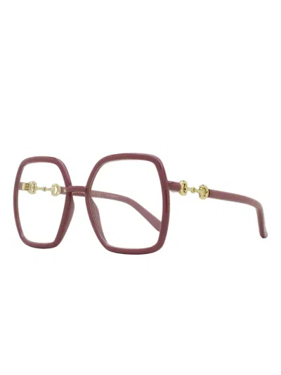 Gucci Horsebit Square-frame Glasses In Pink