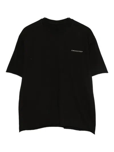 Rick Owens Logo-detail Raw-edge T-shirt In Black