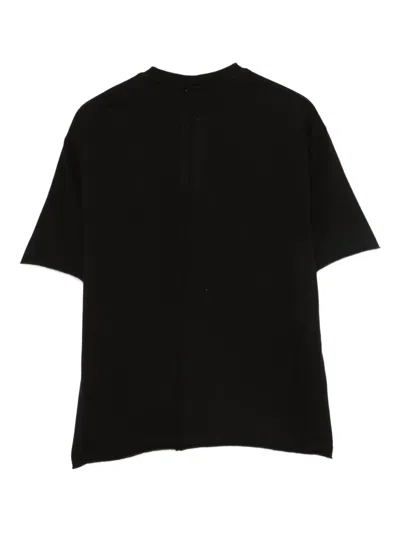 Rick Owens Logo-detail Raw-edge T-shirt In Black