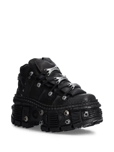 New Rock Studded Platform Sneakers In Black