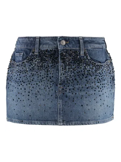 7 For All Mankind Elena Denim Mini Skirt In Blue