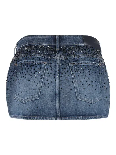 7 For All Mankind Elena Denim Mini Skirt In Blue