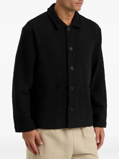 Frame Pocket-detail Button-front Jacket In Black