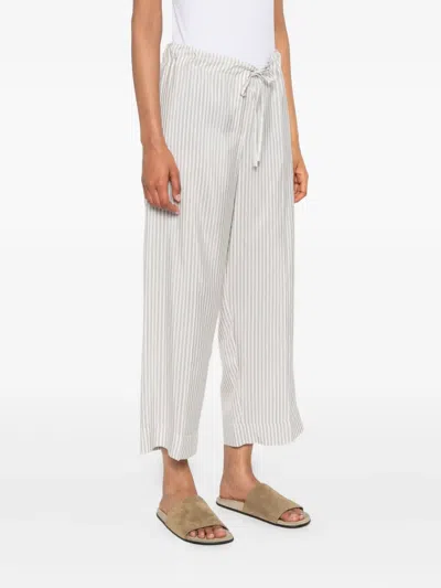 The Row Yayah Striped Silk Wide Leg Pants In White