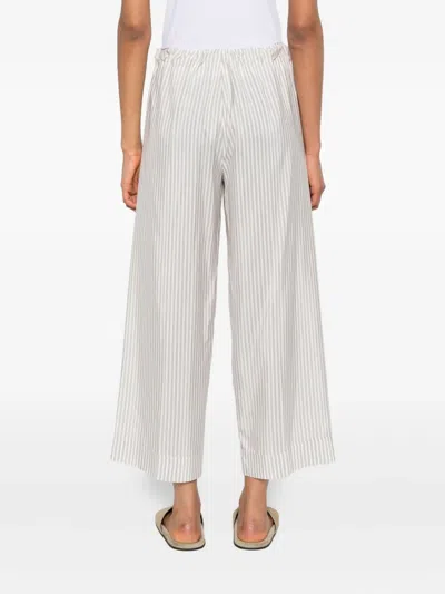 The Row Yayah Striped Silk Wide Leg Pants In White