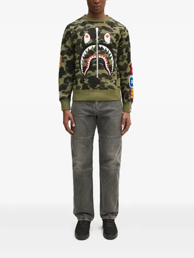 A Bathing Ape 1st Camo Shark Crewneck Sweatshirt In Green
