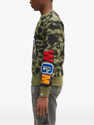 A Bathing Ape 1st Camo Shark Crewneck Sweatshirt In Green