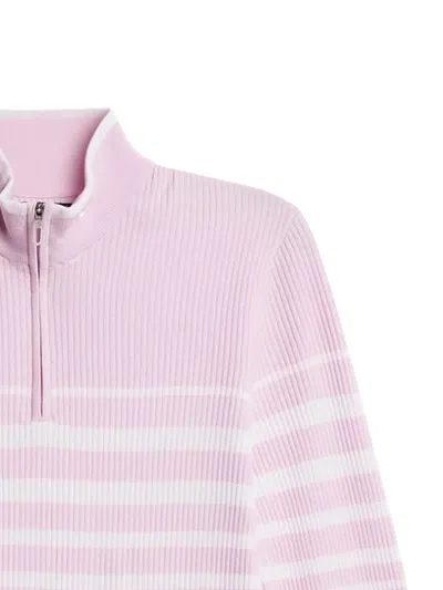 J. Lindeberg Ribbed Striped Zip-up Sweater In Pink