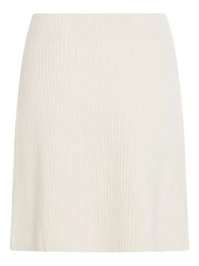 Jil Sander Ribbed Texture Elastic Waistband Skirts In White