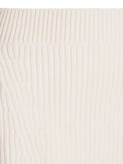 Jil Sander Ribbed Texture Elastic Waistband Skirts In White