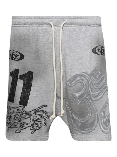 Hellstar Graphic-print Shorts In Gray