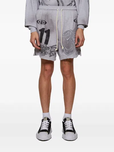 Hellstar Graphic-print Shorts In Gray
