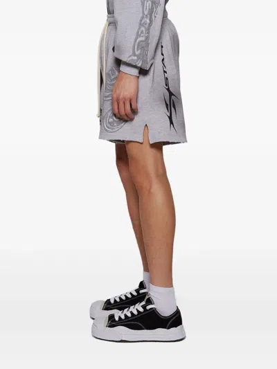 Hellstar Graphic-print Shorts In Gray
