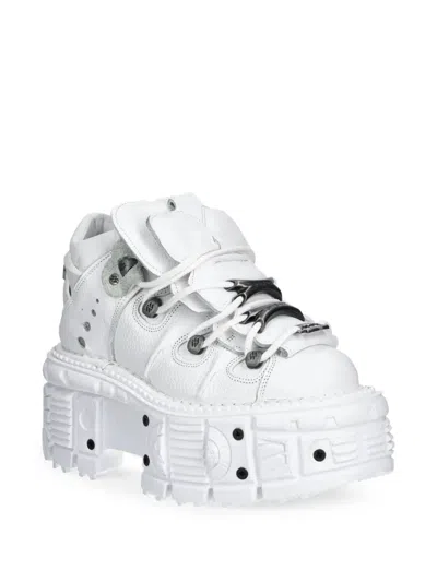 New Rock Platform Lace-up Sneakers In White