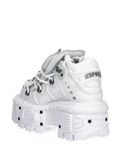 New Rock Platform Lace-up Sneakers In White