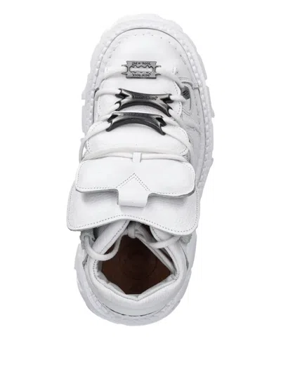 New Rock Platform Lace-up Sneakers In White